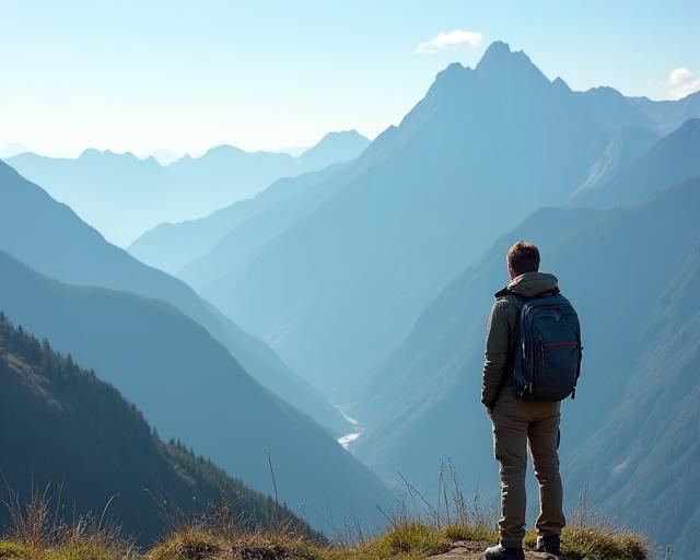 Viaggiatore solitario in montagna